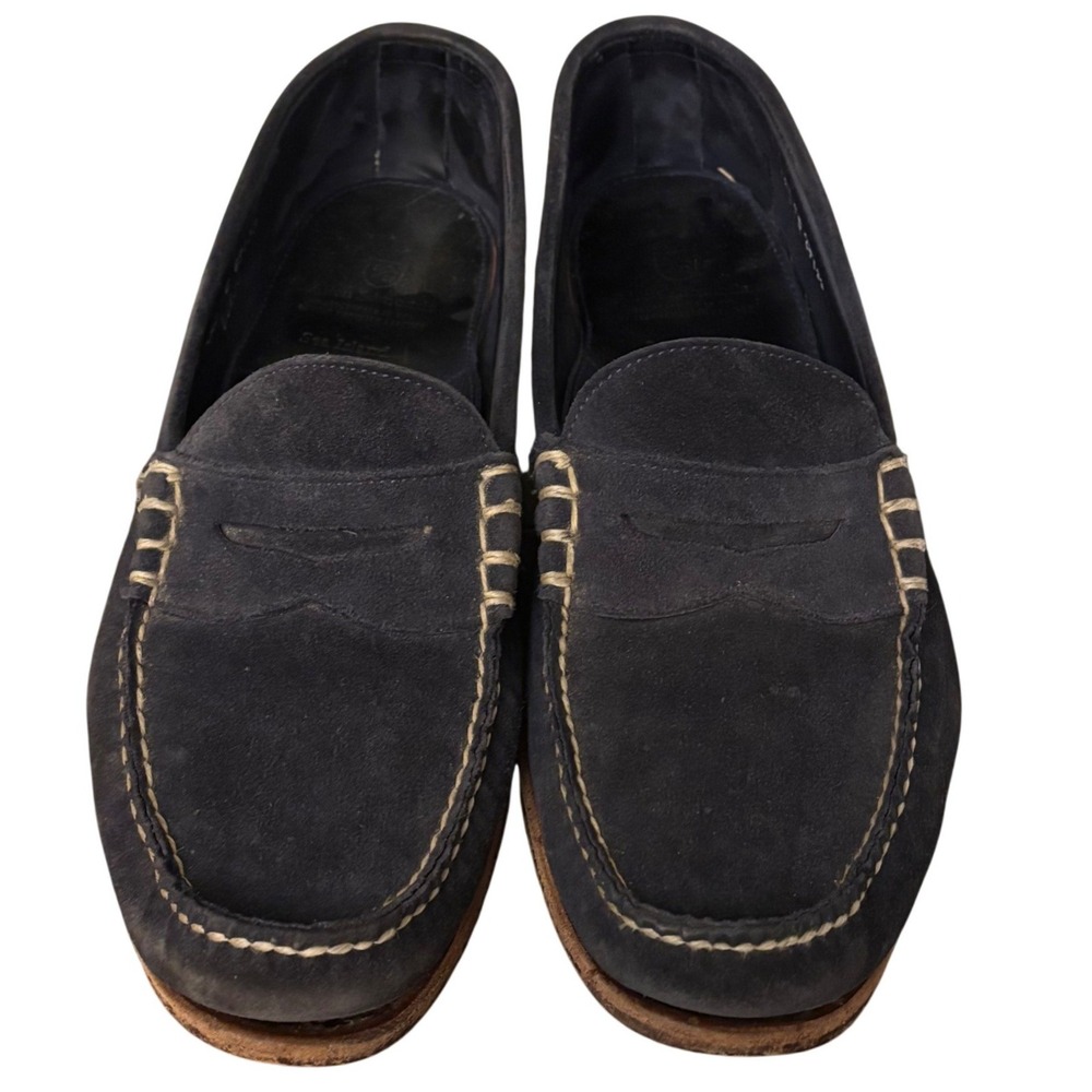 Allen Edmonds Sea Island | Mens 12 D | Navy Suede Penny Loafers | NEED REPAIR